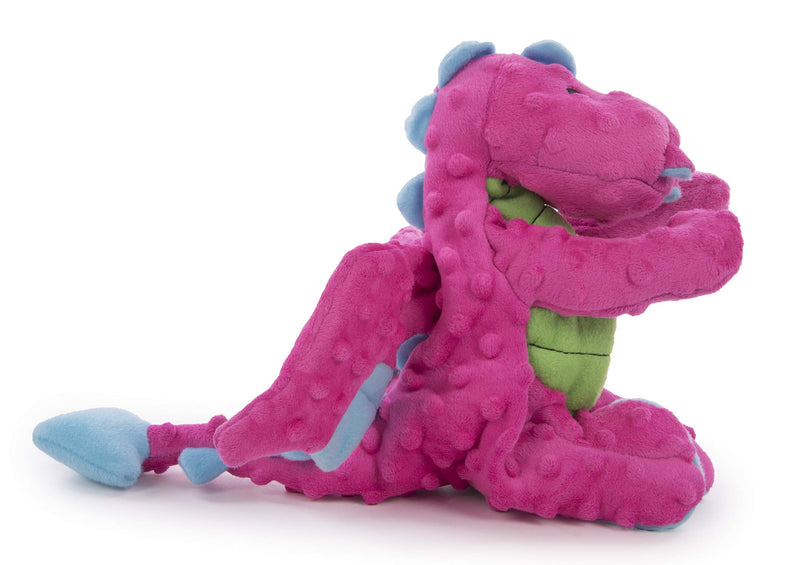 [Australia] - goDog Dragon with Chew Guard Technology Tough Plush Dog Toy, Pink, Large 