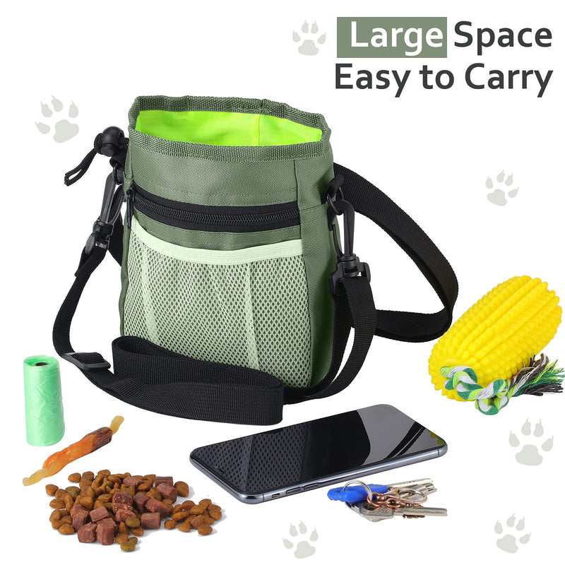 Weewooday Dog Clicker Training Kit, 1 Dog Treat Training Pouch and 2 Pieces Pet Training Clicker with Wrist Strap, Built in Poop Bag Dispenser Easily Carrying Pet Toys Treats Army Green Solid Pattern - PawsPlanet Australia