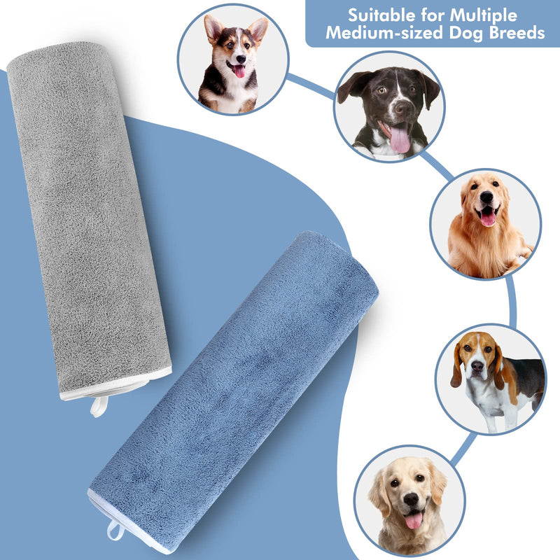 TAIYUNWEI Serviettes Pour Animaux de Compagnie, 2 PIÈCES Serviette à Séchage Rapide Pour Chien, Serviette de Bain en Microfibre à Séchage Rapide Pour Chiens Chats Autres Animaux de Compagnie Gray + Blue - PawsPlanet Australia