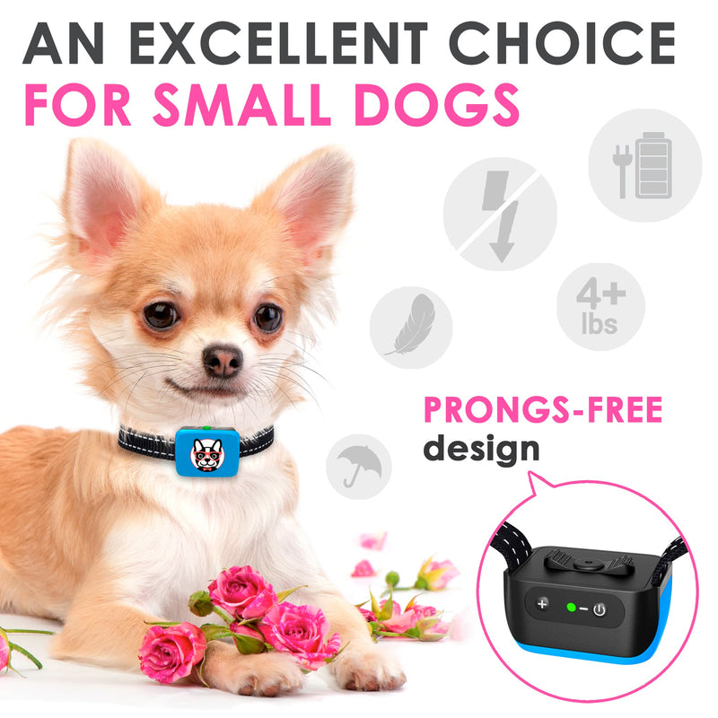 Small Dog Bark Collar Rechargeable – Smallest Bark Collar for Small Dogs 5-15lbs - Most Humane Stop Barking Collar - Dog Training No Shock Anti Bark Collar - Safe Pet Bark Control Device Blue - PawsPlanet Australia