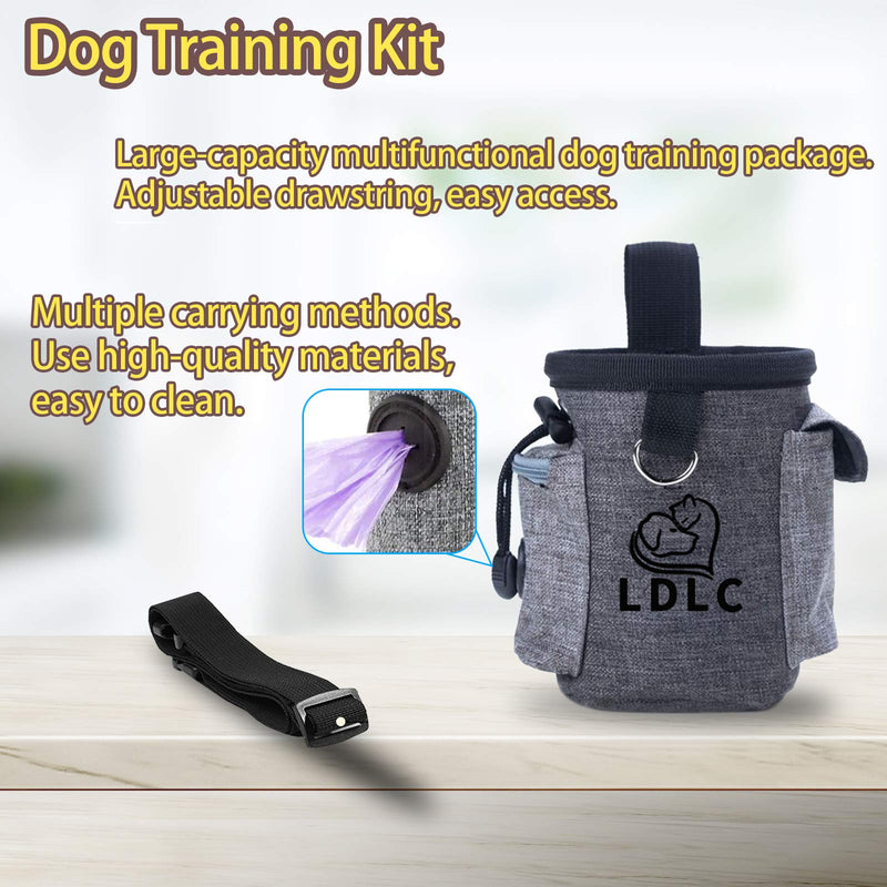 SSRIVER Puppy Training Kit 6 Pcs Adjustable Puppy Doorbells for Dogs Training Bag Whistle to Control Stop Barking Dog Bowl and Poop Bag Pet Trainer Dog Training Set Clicker Grey - PawsPlanet Australia