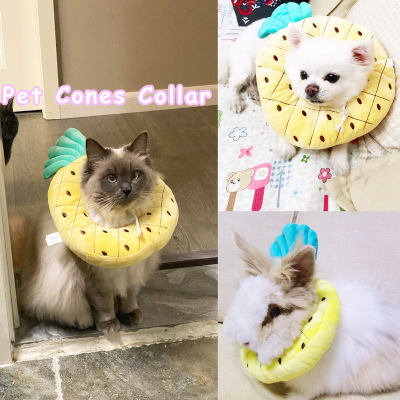 Firecos Cat Cone Collar Soft Kitten Adjustable Pillow After Surgery Dog Kitty Neck Recovery Pet Cones Protective Collar for Dogs Cats S Pineapple - PawsPlanet Australia