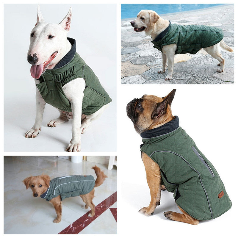 TFENG Reflective Dog Jacket, Dog Coat Warm Padded Puffer Vest Puppy Jacket with Fleece, Green XS XS(Chest:32-38cm,Back:23cm) - PawsPlanet Australia