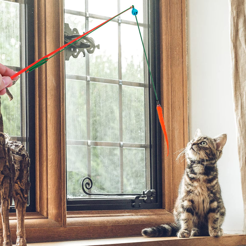 Molain Interactive Magic Wand Toy for Cats, 6 Pieces Assorted Furry Worm Cat Wand Toy Replacement Worm Refills with Bell Cat Worm Refill Chaser - PawsPlanet Australia