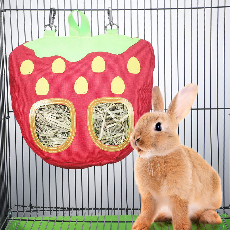 2 Packs Rabbit Hay Feeder Bag for Cage Strawberry Guinea Pig Hay Feeder Storage Hanging Feeding Hay Manger Hanging Large Less Waste for Bunny - PawsPlanet Australia