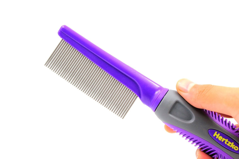 Hertzko Pet Comb Dog and Cat Stainless Steel Grooming Comb - Removes Tangles, Mats, Shed Hair, and Dirt - Ideal for Everyday Use On Dogs and Cats with Short Or Long Hair - PawsPlanet Australia