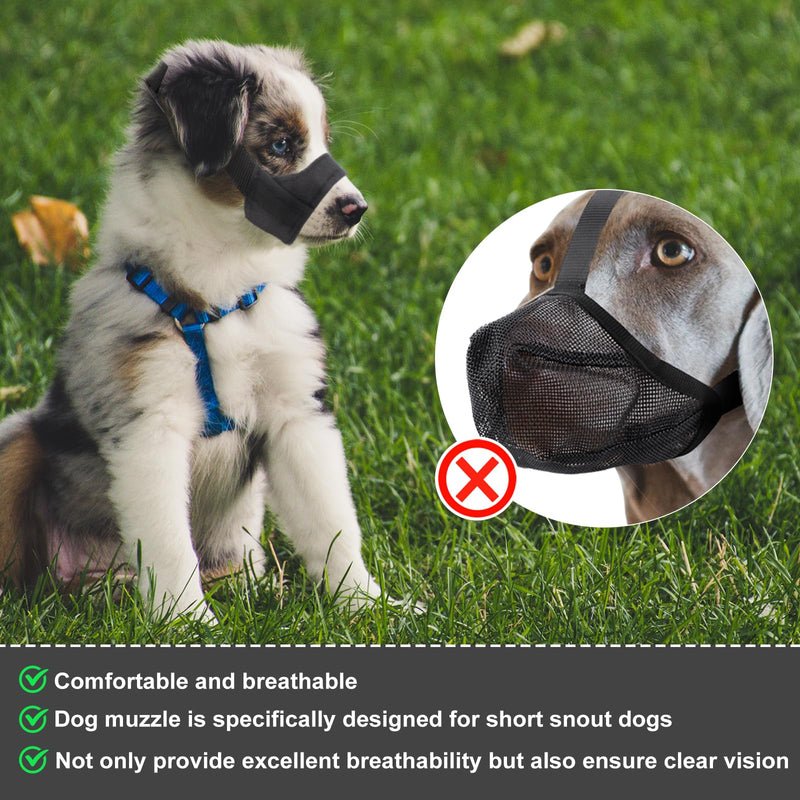 Short Snout Dog Muzzle, Adjustable Dog Mouth Guard, Soft Pet Safe Dog Muzzle Anti Biting Barking, Muzzle for Dogs Snout Circumference 5.5-7" - PawsPlanet Australia