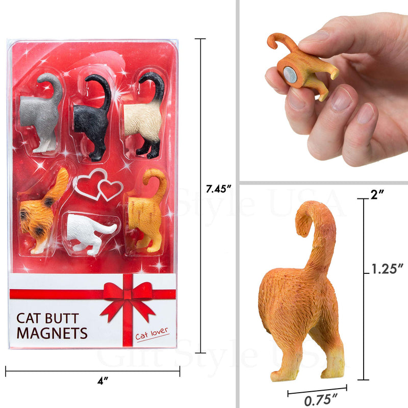 Cat Butt Refrigerator Magnets -Ready Gift Set of 6 for Cat and Pet Lovers - Home and Office Decoration - PawsPlanet Australia