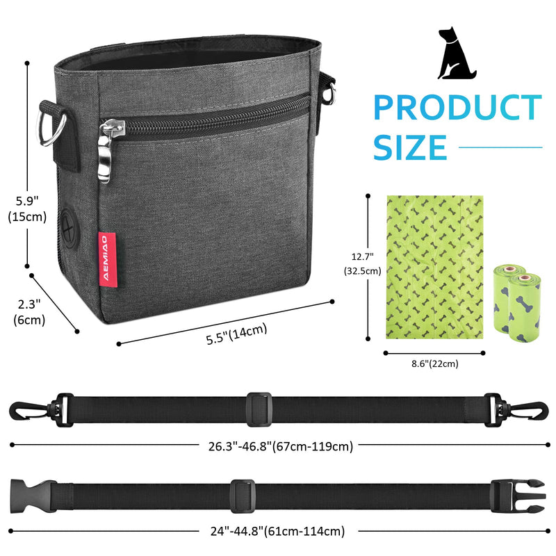 AEMIAO Dog Treat Pouch Bag with Magnetic Closure, Dog Walking Training Bag with Removable Inner Pocket, Shoulder Strap for Pet Puppy Walking, Built-in Poop Bag Dispenser, 3 Ways to Wear - PawsPlanet Australia