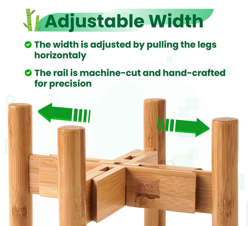 Dog Bowl Stand for Feeders and Bowls 6 to 8 Inch Dia - Adjustable Elevated Raised Food Dish - Small (7.5 Inch High) For Bowls 6"-8", Bamboo Natural Bamboo - PawsPlanet Australia