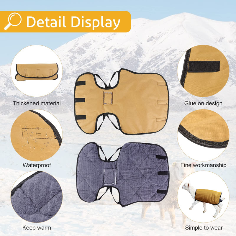 Basic Lamb Blanket Coat for Goat - 2 Pcs of Sheep and Goat Blanket - Keep Goat Warm , Soft Lamb Goat Blankets Warm Clothes Comfortable Freezing Resistance Cold Proof Oxford Cloth (Brown Yellow) Brown Yellow - PawsPlanet Australia