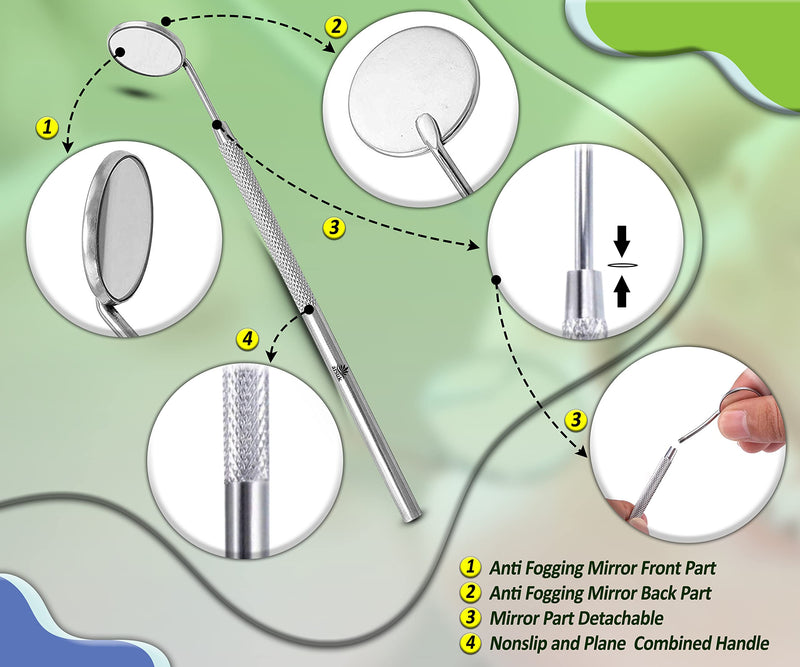 ARSUK - Dental Mirror with Handle - Dental Inspection Mirror - Dental Instruments - Stainless Steel - Dental Mirror Tool - Dental Mirror for Teeth Cleaning - Inspection Mirror Handle Dental Mirror - PawsPlanet Australia