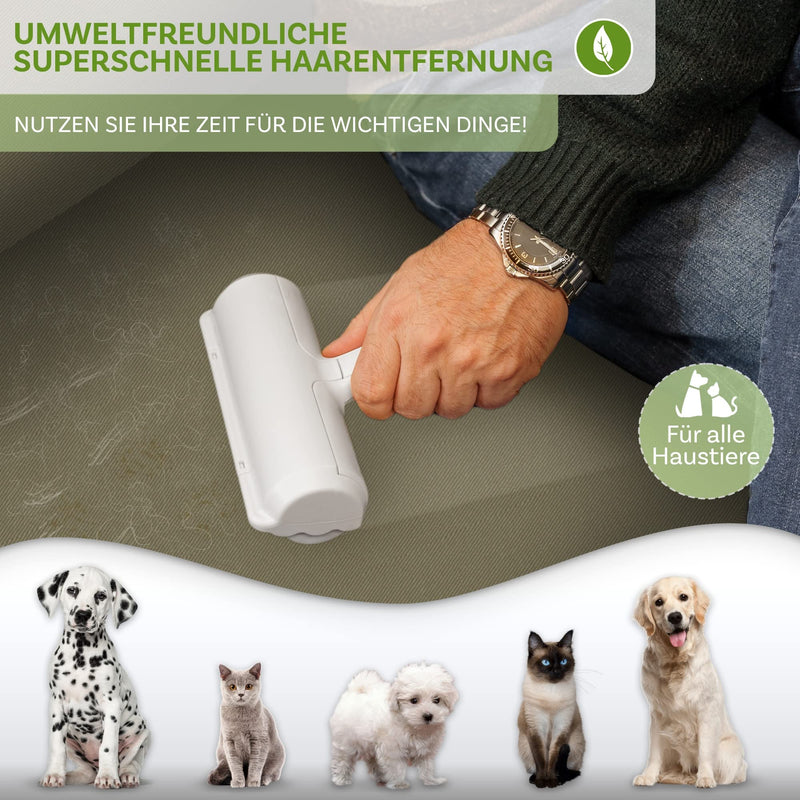 Just|fyn - 2-in-1 pet hair remover, lint roller for removing cat hair and dog hair - self-cleaning, reusable for sofa, bed, car, clothing - dog accessories and cat accessories (grey) grey - PawsPlanet Australia