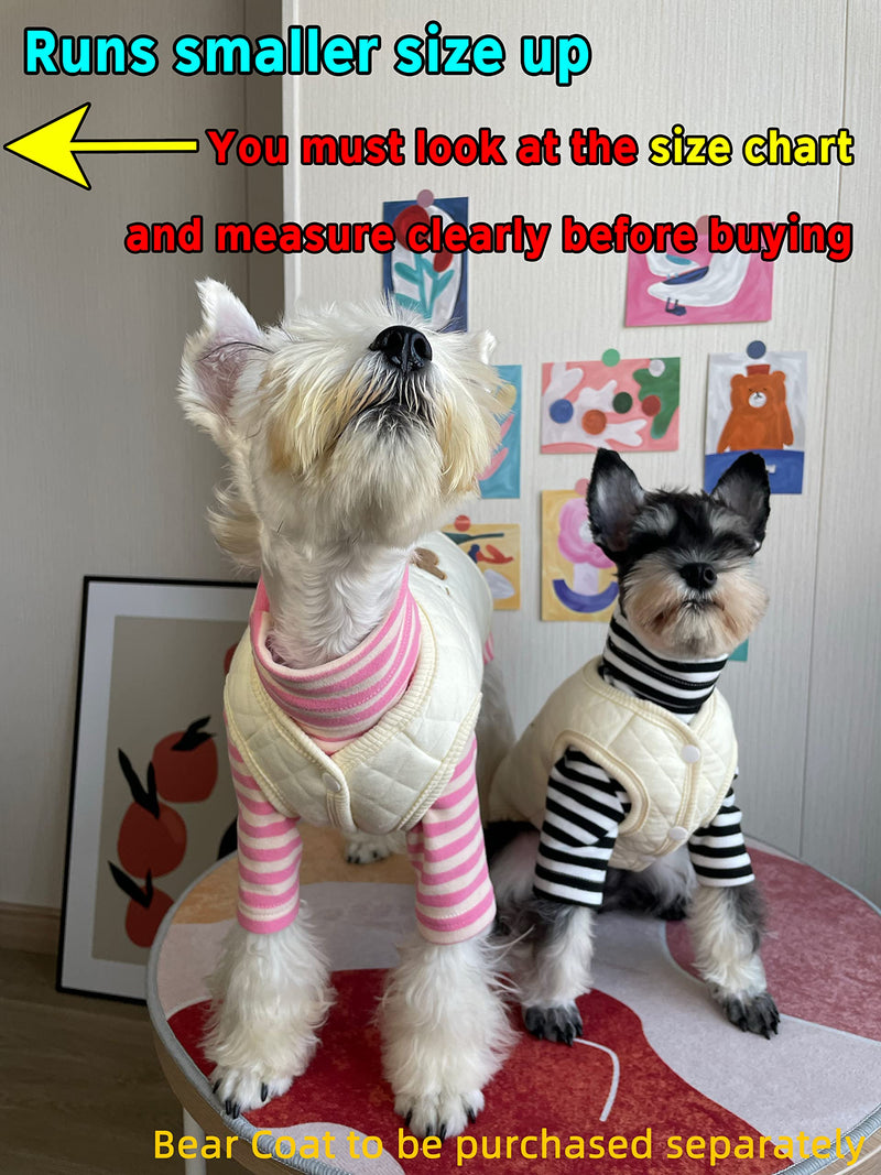 KILLUA Dog Shirt 100% Cotton Thick Warm High Collar Long Sleeve Elastic Striped Dog Clothes, Suitable for Autumn and Winter 2Pack (Black and pink) XX-Small - PawsPlanet Australia