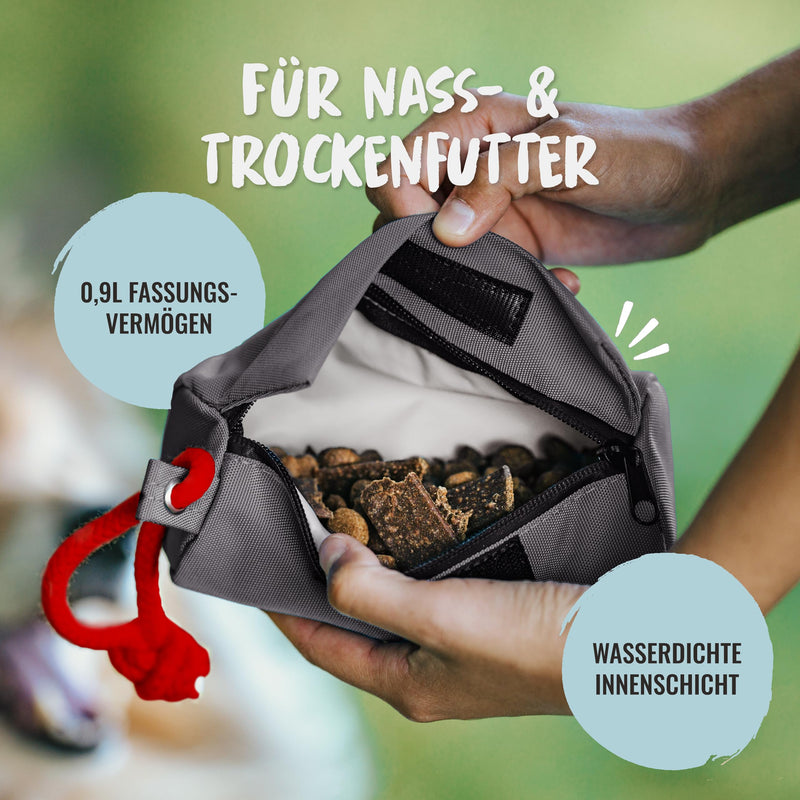 Rudelkönig food bag for dogs - retrieving bag for dog training - robust food dummy for treats grey - PawsPlanet Australia