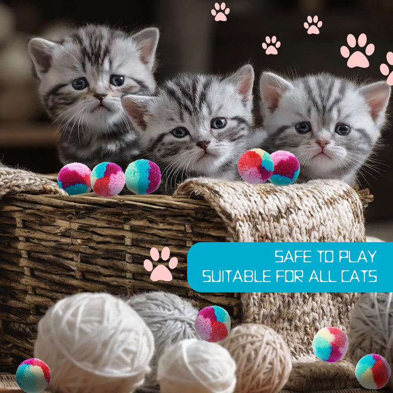 Amaxiu 3 cm colorful cat pom pom ball toy, 20 pieces rainbow cat toy balls, soft plush cat ball, interactive toy, training ball toy for indoor cats, kittens, practicing playing - PawsPlanet Australia