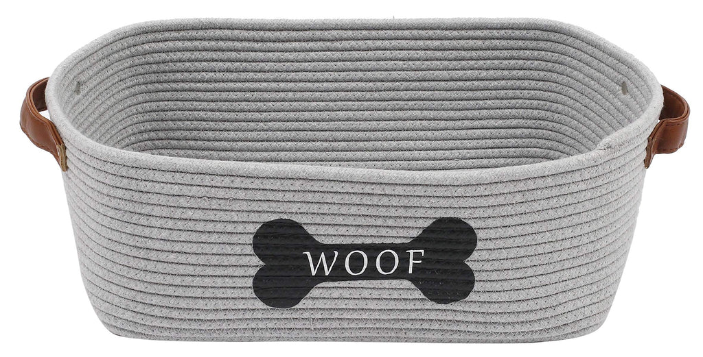 Morezi Pet Toy Storage Basket,Cotton Rope Basket,Puppy Bed.Suitable for storing pet supplies such as chew toys, dog clothes-Gray 35cm x 24cm x 14cm Gray - PawsPlanet Australia