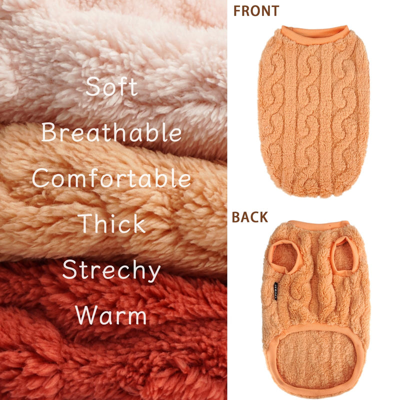 XPUDAC 3 Pack Dog Sweater, Dog Winter Coat with Rabbits Hearts Pattens Pullover Stretchy Fleece Dog Sweaters for Small Medium Dogs Girl boy-M（Red,Pink,Orange Red-Pink-Orange - PawsPlanet Australia