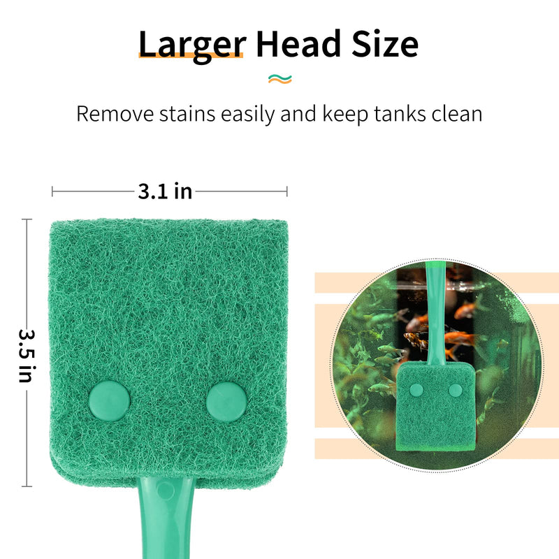 Pawfly Aquarium Algae Scraper Sponge Brush Cleaning Scrubber with 10 inch Non-Slip Handle for Glass Fish Tanks - PawsPlanet Australia