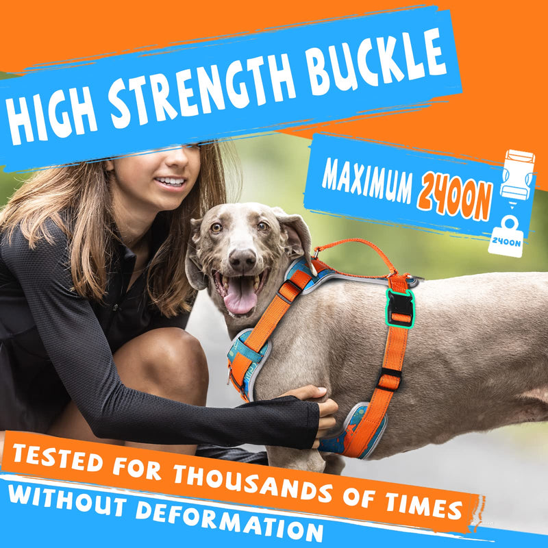 Supet Dog Harness and Leash Set for Large Medium Small Dogs No Pull Adjustable Pet Harness Reflective Dog Vest Harness with Handle for Training Walking Running Multi-colored L (Chest: 27.6-31.5") - PawsPlanet Australia