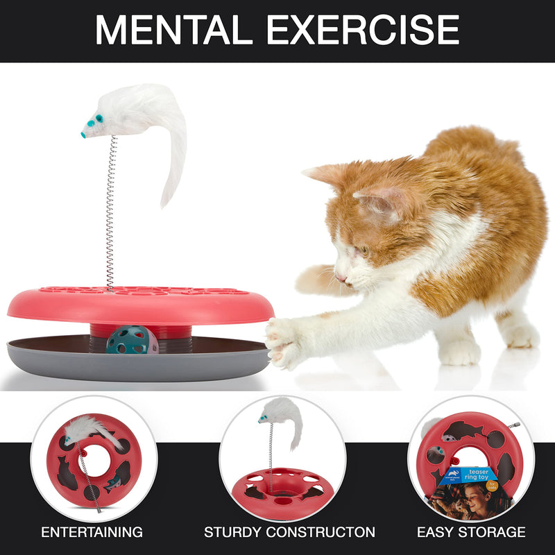 Animal Planet Chase Cat Toys: for Cats Healthy Indoor Activity, Interactive Kitten Fun , Stimulating Healthy Physical Exerciser Puzzle Toys Will Engage Cat's Natural Hunting Instincts Teaser Ring Coral - PawsPlanet Australia