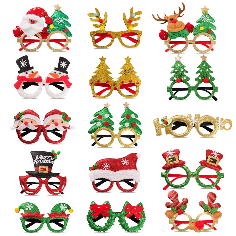 EEOCWF 15 Pcs Christmas Glasses Frame, Holiday Party Eyeglasses Frames Christmas Decoration, Christmas Photo Props Eyewear, Christmas Party Favors Supplies for Christmas Dinner Picnic - PawsPlanet Australia