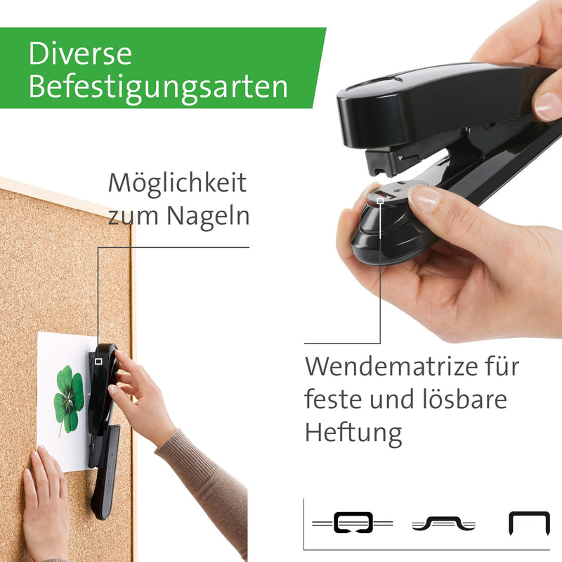 Novus B 4 FC re+new stapler (metal stapler with plastic top made from sustainable recycled material, 50 sheets, including 200 staples) black - PawsPlanet Australia