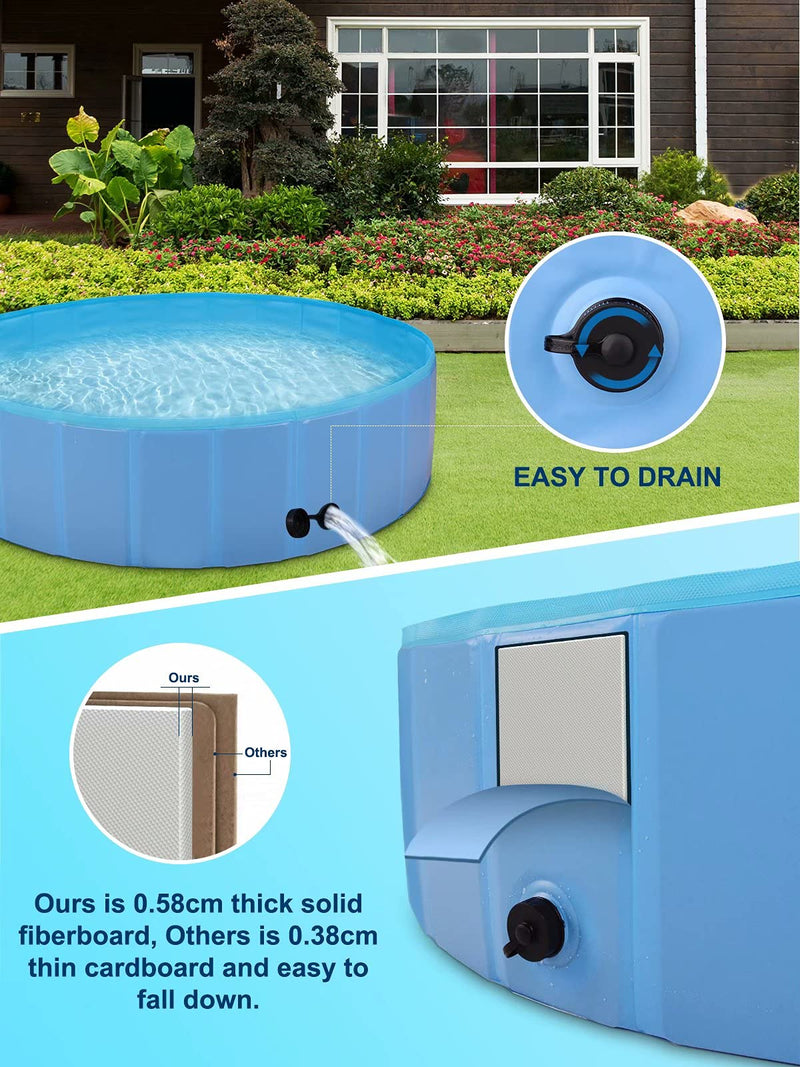 ShinePick Foldable Pet Dog Swimming Pool, Large Non-Slip Paddling Pool, Outdoor PVC Swimming Bathing Tub for Dogs Cats & Kids (120 * 30cm) - PawsPlanet Australia