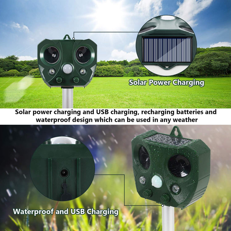 Winload Cat Repellent, Solar Ultrasonic Animal Repeller, Sonic Animal Deterrent with PIR Motion Sensor, 5 Mode Adjustable Solar Powered Cat Repeller, Waterproof Battery Operated Scarer for Outdoor - PawsPlanet Australia