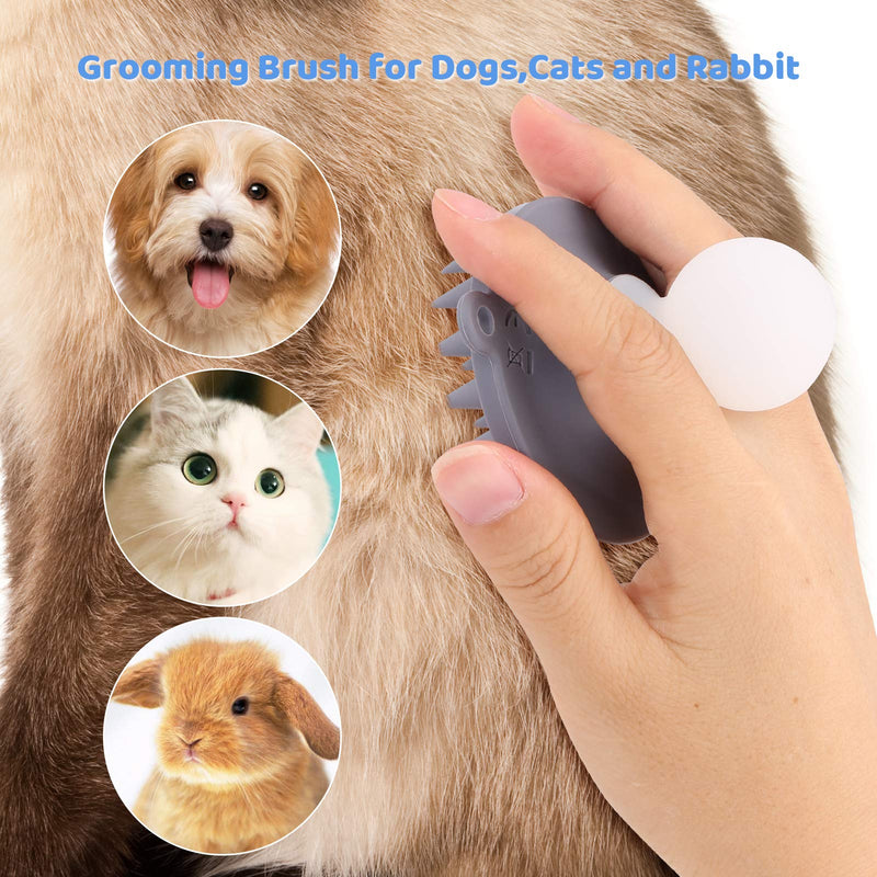 LOVMOV Dog Grooming Brush,Grooming Brush for Dogs Cats,Pet Bath Brush for Short and Long hair,Silicone Massage Bath Brush Promote Blood Circulation Pet Bath Massage Brush Removes Loose Hairs (Grey) Grey - PawsPlanet Australia