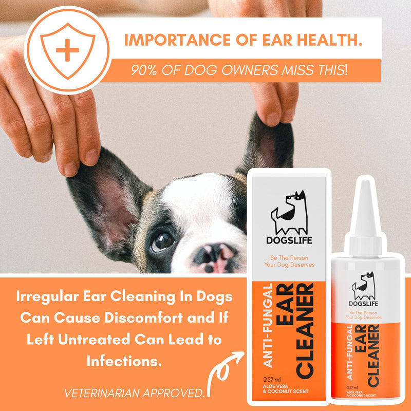 Dog Ear Cleaner | Natural Ear Cleaner For All Dogs | Ear Wash To Stop Itchy, Smelly Ears & Remove Wax | Organic Coconut Oil & Aloe Vera Formula | Ear Cleaning Solution For Dogs - PawsPlanet Australia