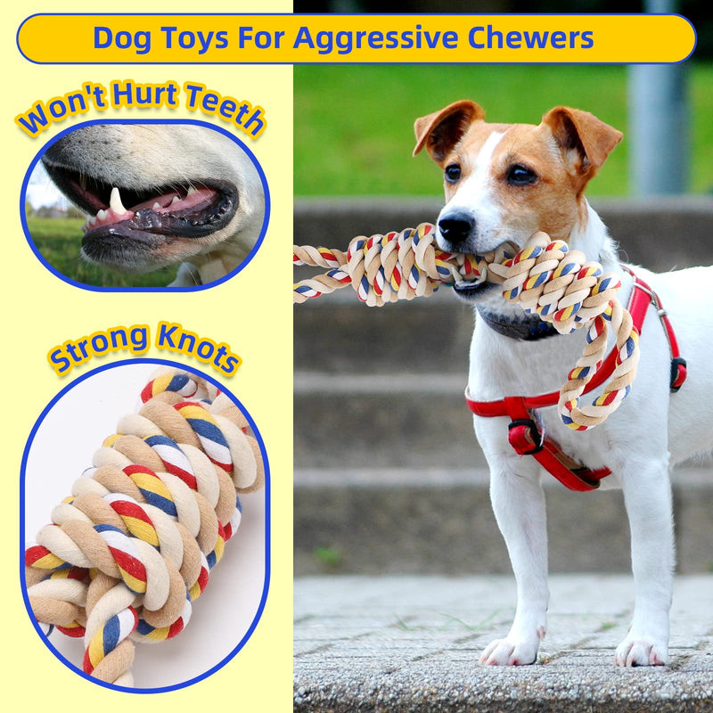 Dog Rope Toys,Durable Dog Chew Toy for Aggressive Chewers/Tug of War, Indestructible Dog Toys/ Rope Chew Toys for Large Medium Dog Teeth Cleaning. - PawsPlanet Australia