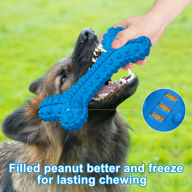 Dog Squeaky Toys, HAOPINSH Dog Toys for Aggressive Chewers Large Medium Breed, Natural Rubber Tough Durable Dog chew Toys, Indestructible Interactive Puppy Chew Toys Bone for Medium Dog Teeth Cleaning - PawsPlanet Australia