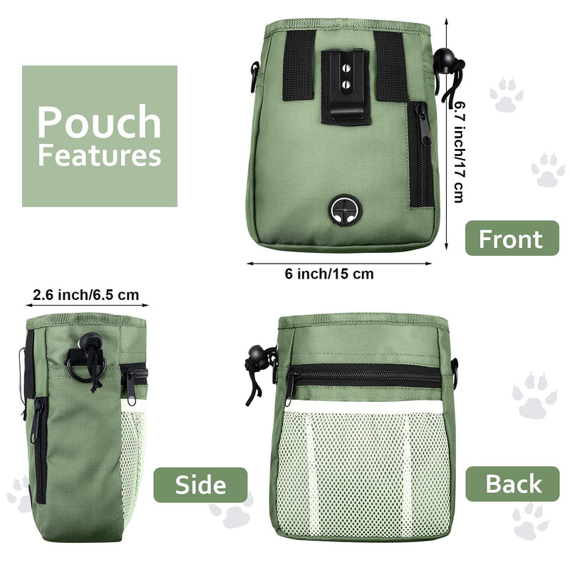 Weewooday Dog Clicker Training Kit, 1 Dog Treat Training Pouch and 2 Pieces Pet Training Clicker with Wrist Strap, Built in Poop Bag Dispenser Easily Carrying Pet Toys Treats Army Green Solid Pattern - PawsPlanet Australia