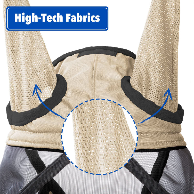 Harrison Howard CareMaster Pro Luminous Horse Fly Mask Long Nose with Ears UV Protection for Horse Pony (Small) Light Champagne - PawsPlanet Australia