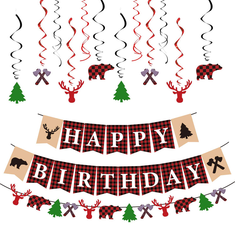 Lumberjack Party Decorations, Buffalo Plaid Birthday Party Banner Christmas Plaid Photo Photo Booth Props - PawsPlanet Australia