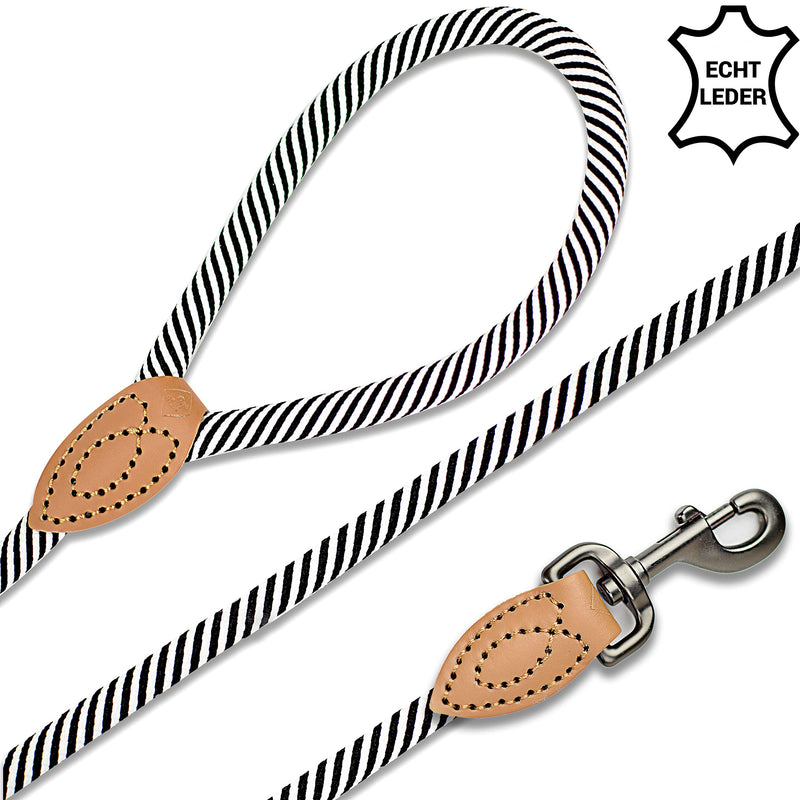 ne&no® dog leash (black/white) rope leash for dogs I training leash for dogs I round lead, braided I hand loop rope leash dog I city leash I 1.2m dog leash black / white - PawsPlanet Australia