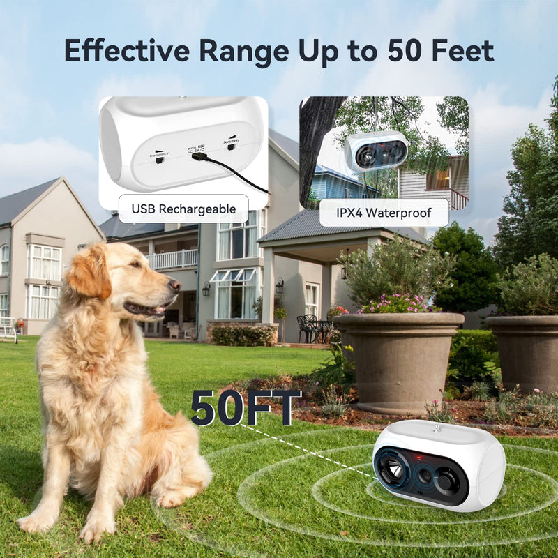 Queenmew Anti Barking Device, Ultrasonic Dog Barking Deterrent Devices, Rechargeable Stop Dog Barking Device, Pet Gentle Anti Barking Device 50 Ft Effective Control Range, Safe & Humane, White+Black - PawsPlanet Australia