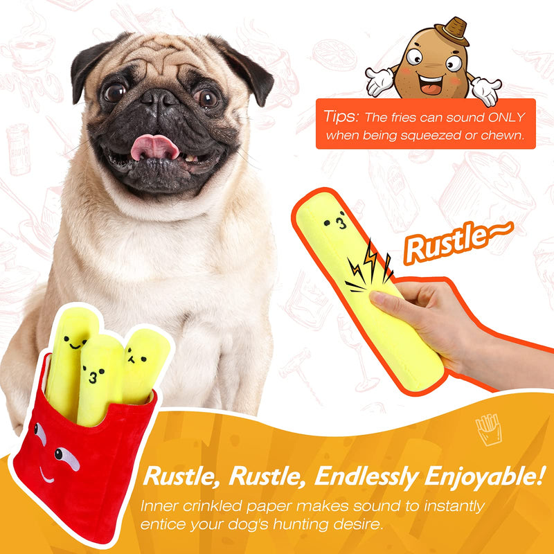 VavoPaw Squeaky Dog Toys, Interactive Plush Dog Toys, Tug of War Dog Chew Toys, Safe Soft Plush Stuffed French Fries Shaped Pet Toys, Pet Biting Training Playing Chew Toys for Puppy Small Medium Dogs - PawsPlanet Australia