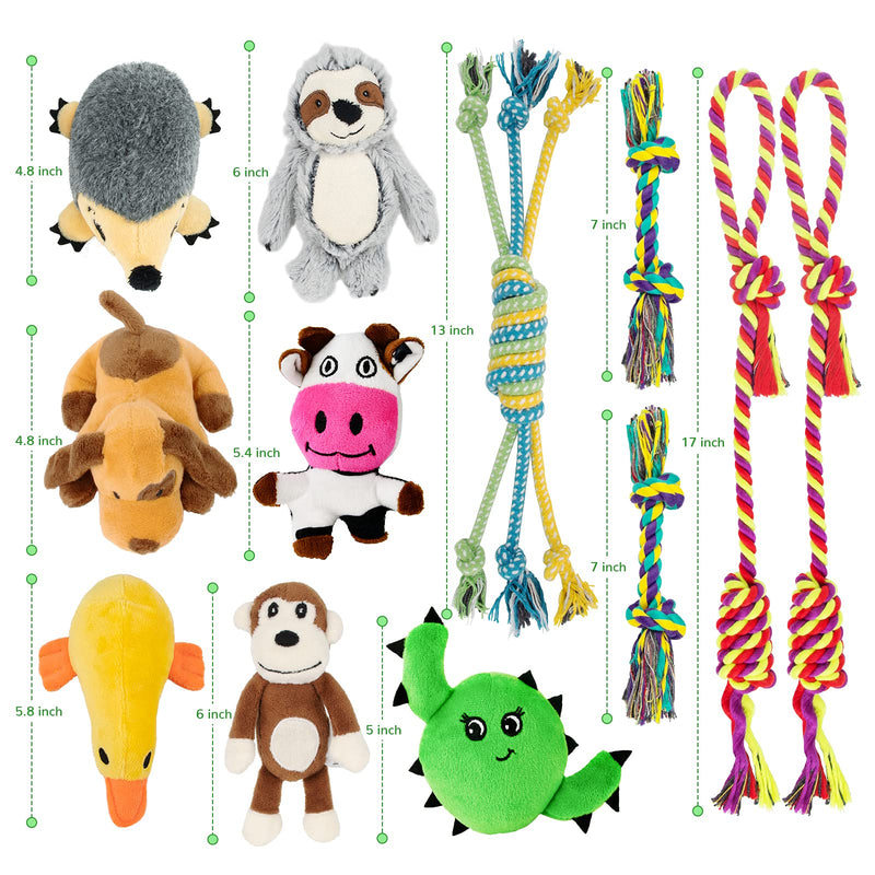 Dog Squeaky Toys for Small Dogs, 12 Pack Puppy Toys for Teething Cute Small Dog Toys Stuffed Plush Dog Toy Bundle Natural Cotton Puppy Rope Toy Dog Chew Toys for Puppies Pet Toys for Dogs - PawsPlanet Australia