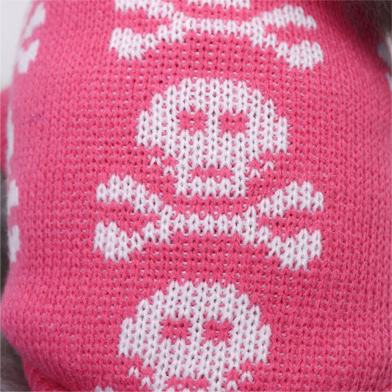 [Australia] - S-Lifeeling Skull Dog Sweater Holiday Halloween Christmas Pet Clothes Soft Comfortable Dog Clothes - Pink Dog - Back Length 12" 