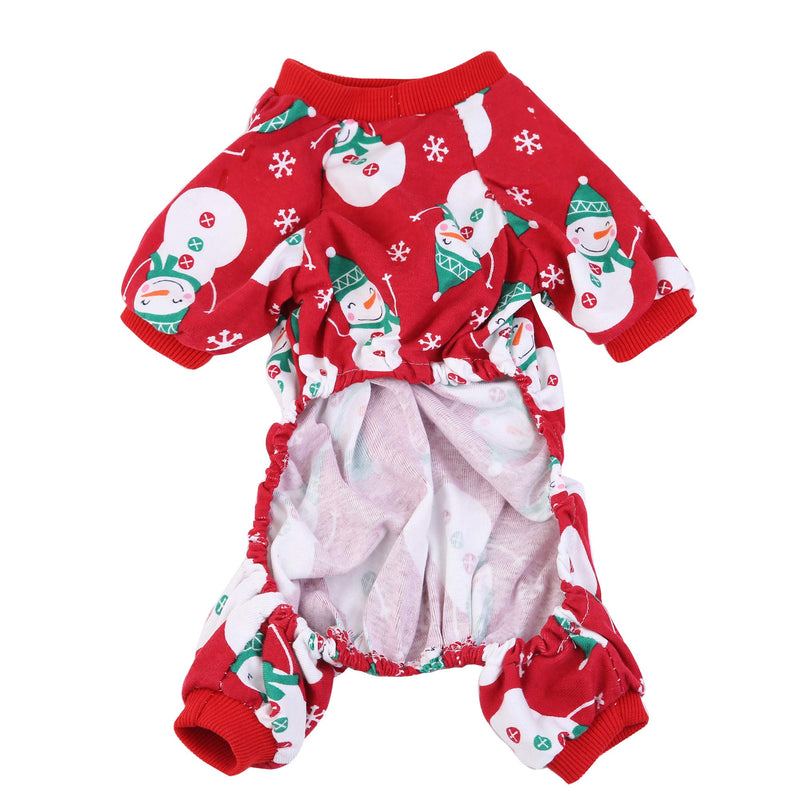 JPB Snowman Dog Christmas Pajamas Pet Jumpsuit for Dogs M (Back length 14.9" Chest 19.3") - PawsPlanet Australia