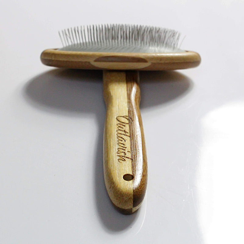 Outlavish Sheepskin Wool Brush Comb Bamboo Slicker Carding, Longer Prongs, Stronger Design - PawsPlanet Australia