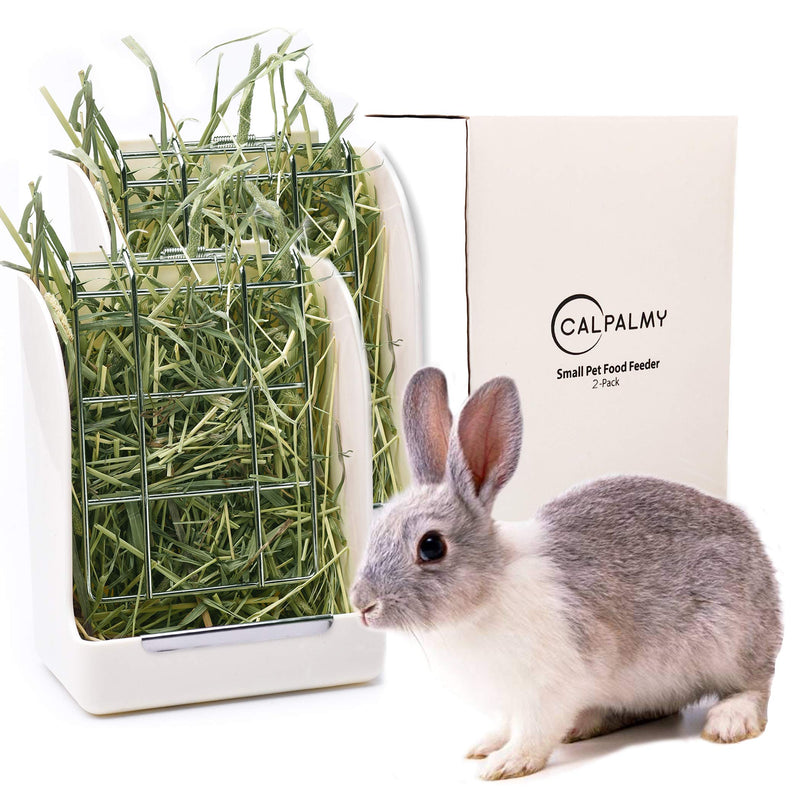 [Australia] - CalPalmy (Upgraded 2-Pack) Hay Feeder/Rack - Ideal for Rabbit/Chinchilla/Guinea Pig - Keeps Grass Clean & Fresh/Non-Toxic, BPA Free Plastic/Minimizing Waste/Mess 