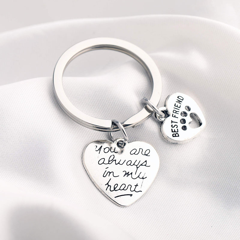 Pet Dog Memorial Gifts You Are Always In My Heart Pet Memorial Keychain Paw Prints Charm Sympathy Jewelry Remembrance Gifts Dog Always - PawsPlanet Australia