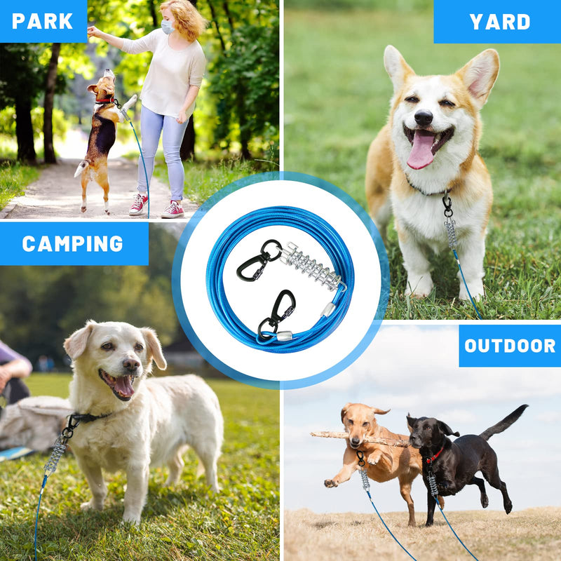 HaiYUAN Dog Tie Out Cable 10/15/20/25/30 FT Dog Runner for Yard Steel Wire Dog Cable with Durable Superior Clips Blue Dog Chains Heavy Duty for Outside Hold Large Dogs Up to 165 lbs 25FT - PawsPlanet Australia