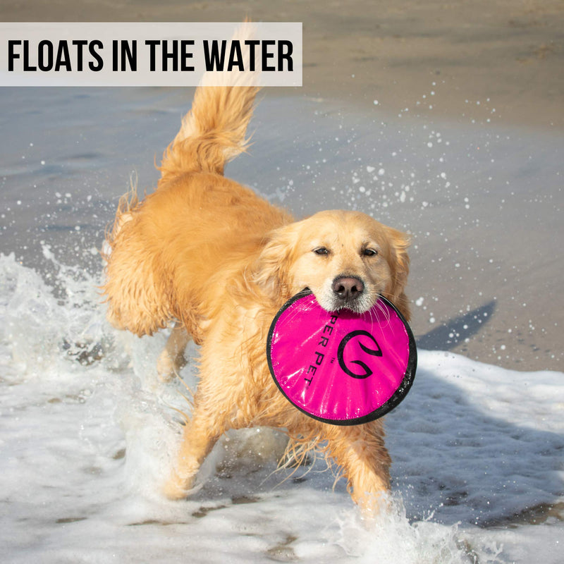 Hyper Pet Flippy Flopper Dog Frisbee Interactive Dog Toys (Flying Disc Dog Fetch Toy – Floats in Water & Safe on Teeth) Multiple Style Options Available - Colors Will Vary Multi-Color 2 PACK - PawsPlanet Australia
