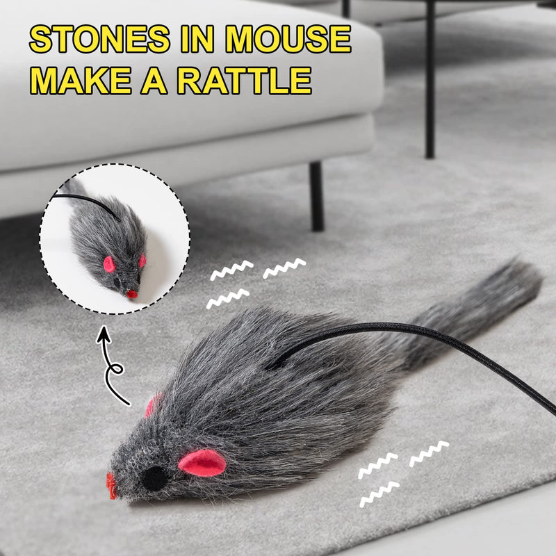 MintCat 2 Pack Hanging Cat Toy Interactive Cat Toys for Indoor Cats Self-Play, Independent Play Cat Mouse Toys, Bouncy Cat Feather Teaser Toys, Kitten Toys for Cat Exercise Chase, Stick on Doorframe - PawsPlanet Australia