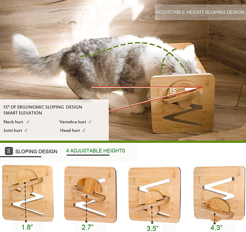 COIWAI Adjustable Raised Pet Bowl Stand Feeder 14.2*5.5 - PawsPlanet Australia