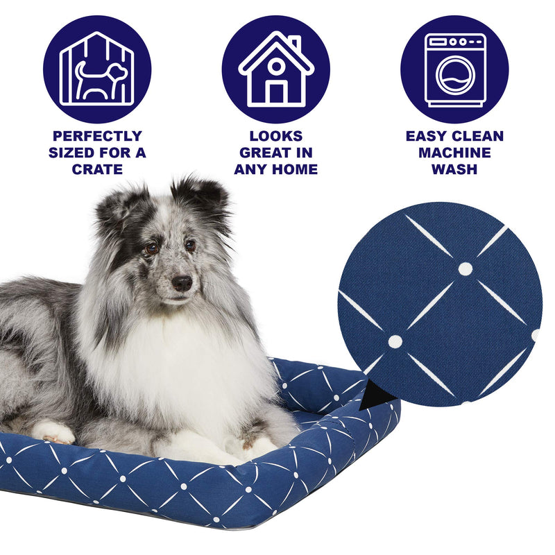 [Australia] - Dog Bed Designed to Fit  Folding Metal Dog Crates | Ashton Pet Bed Series 22-Inch Blue & White Diamond Pattern 